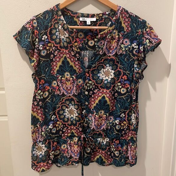 DR2 multicolored flutter sleeves top size medium - Picture 1 of 8